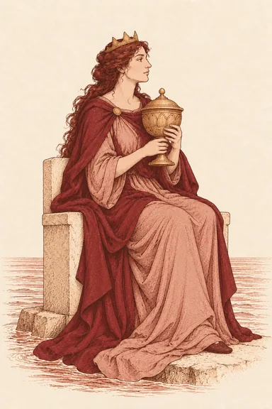 컵 여왕 Queen of Cups 타로 카드