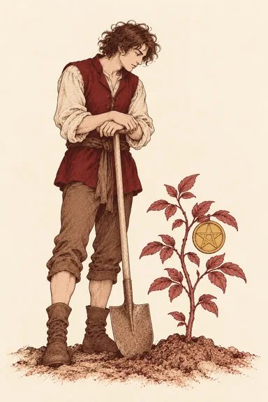 펜타클 7 Seven of Pentacles 타로 카드